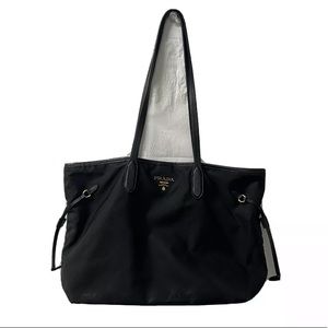 PRADA large black tessuto nylon tote handbag